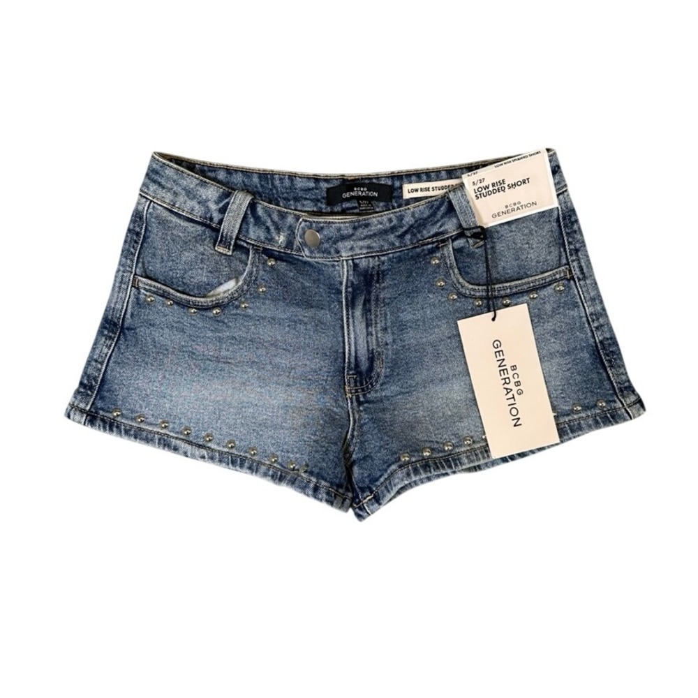 NWT BCBGeneration Low Rise Studded Denim Shorts Blue Size 5/27 NWT